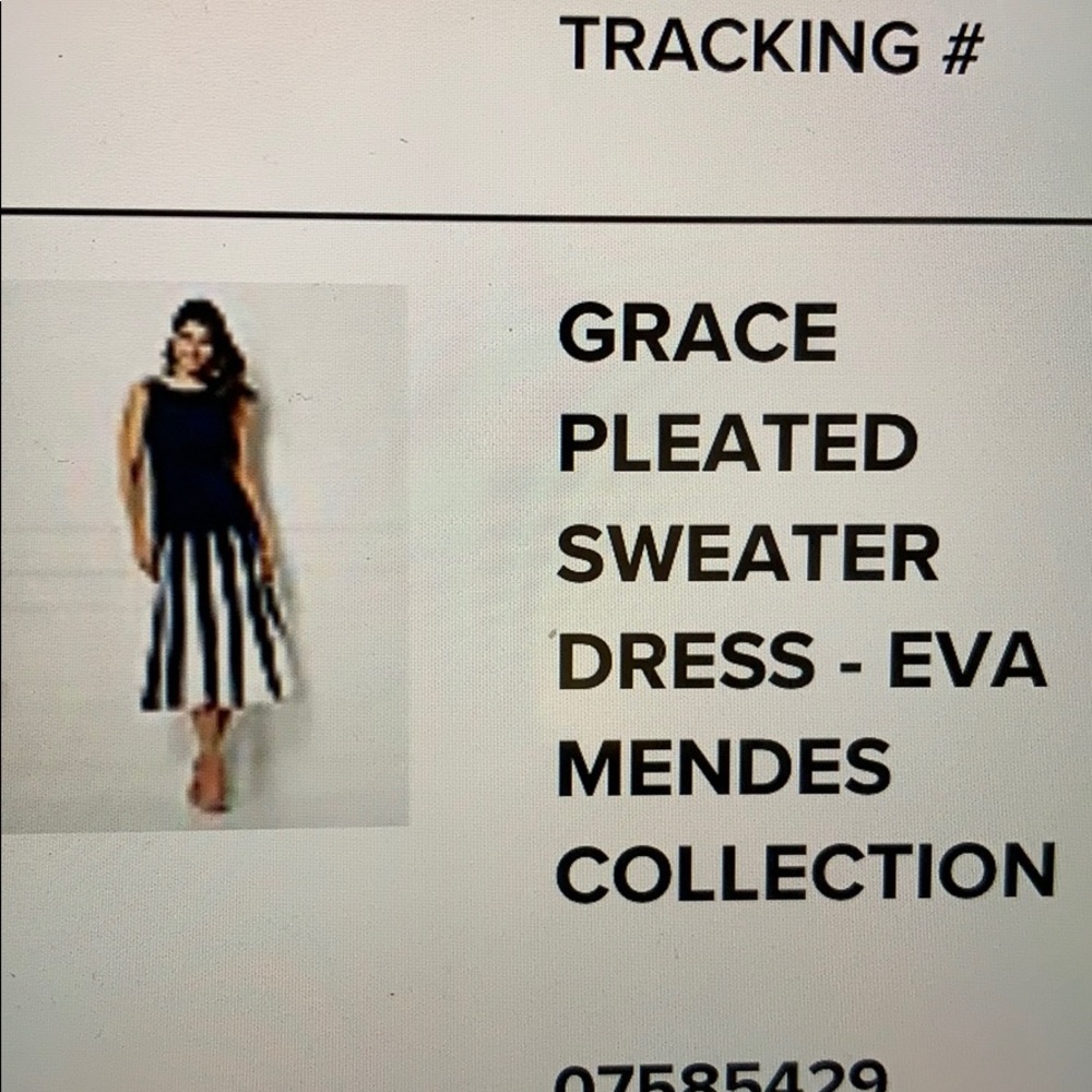 Navy Blue & White Pleated Sweater Dress